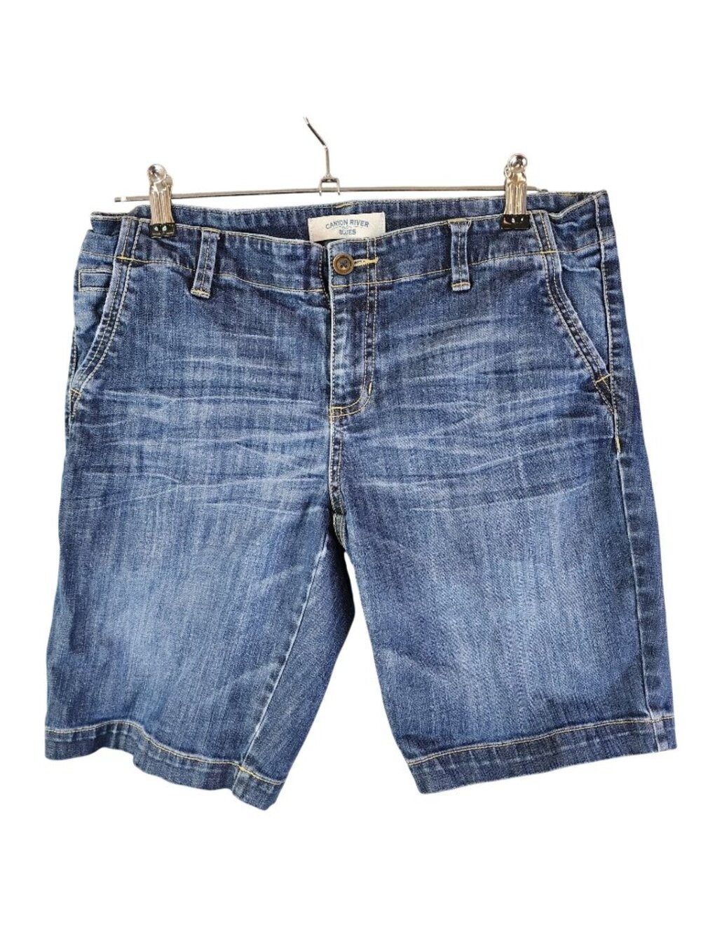 Womens Canyon River Blues Blue Denim Shorts 9.5" Inseam Cotton Stretch Size 8